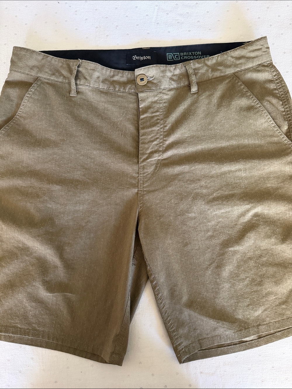 Brixton Men's Olive Green Flat Front Shorts